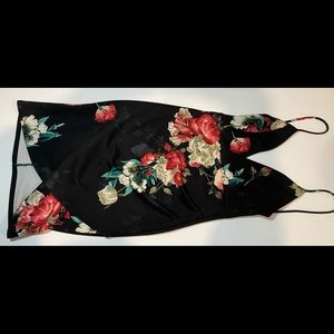 Beautiful Black Floral Mini Dress, Medium